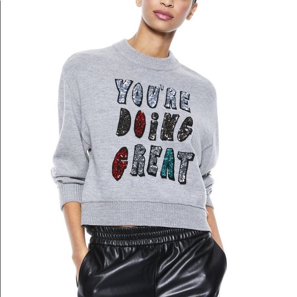 Alice Olivia Denver Sequin Grey Wool 